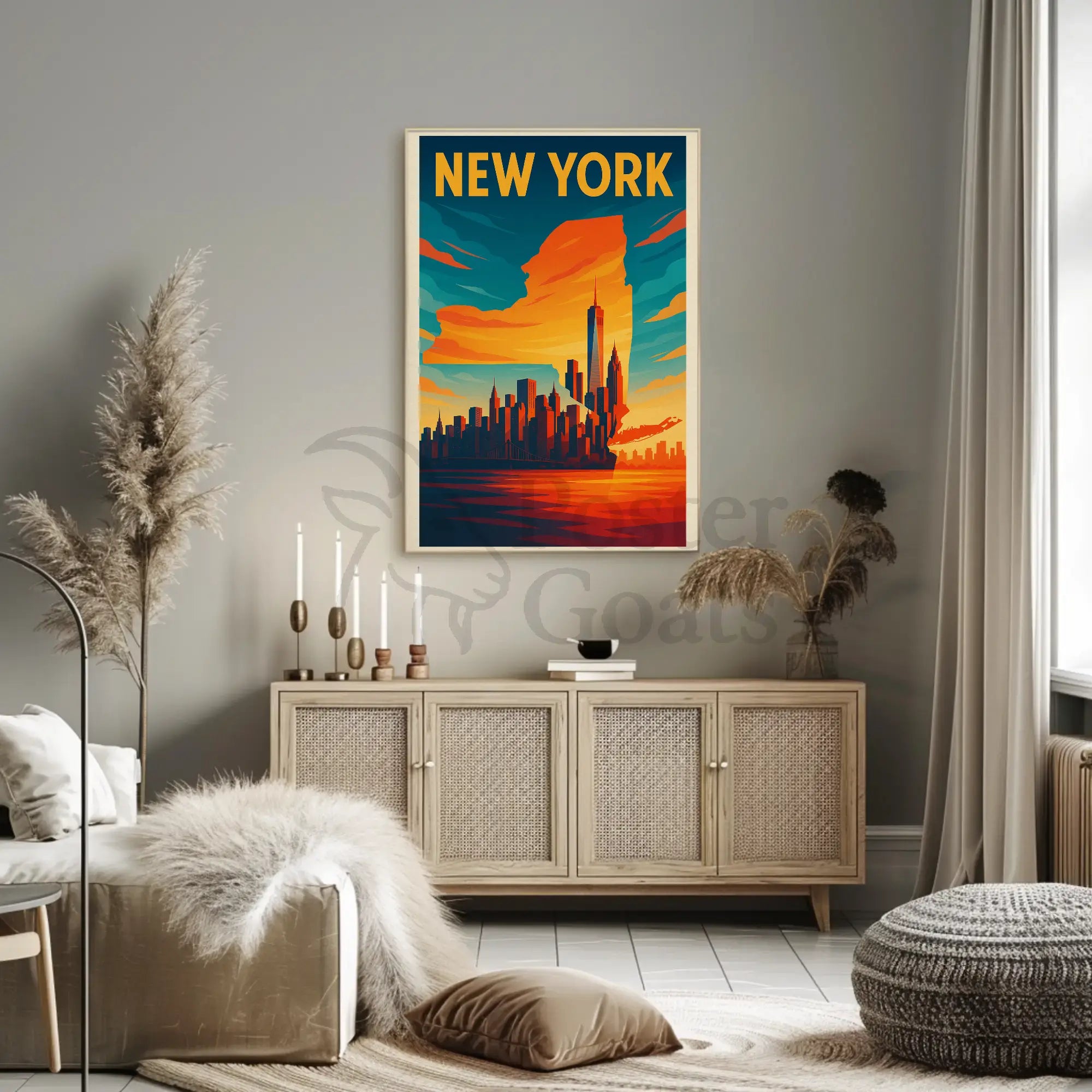 Statue of Liberty Travel Pop Art Skyline Poster PosterGoat