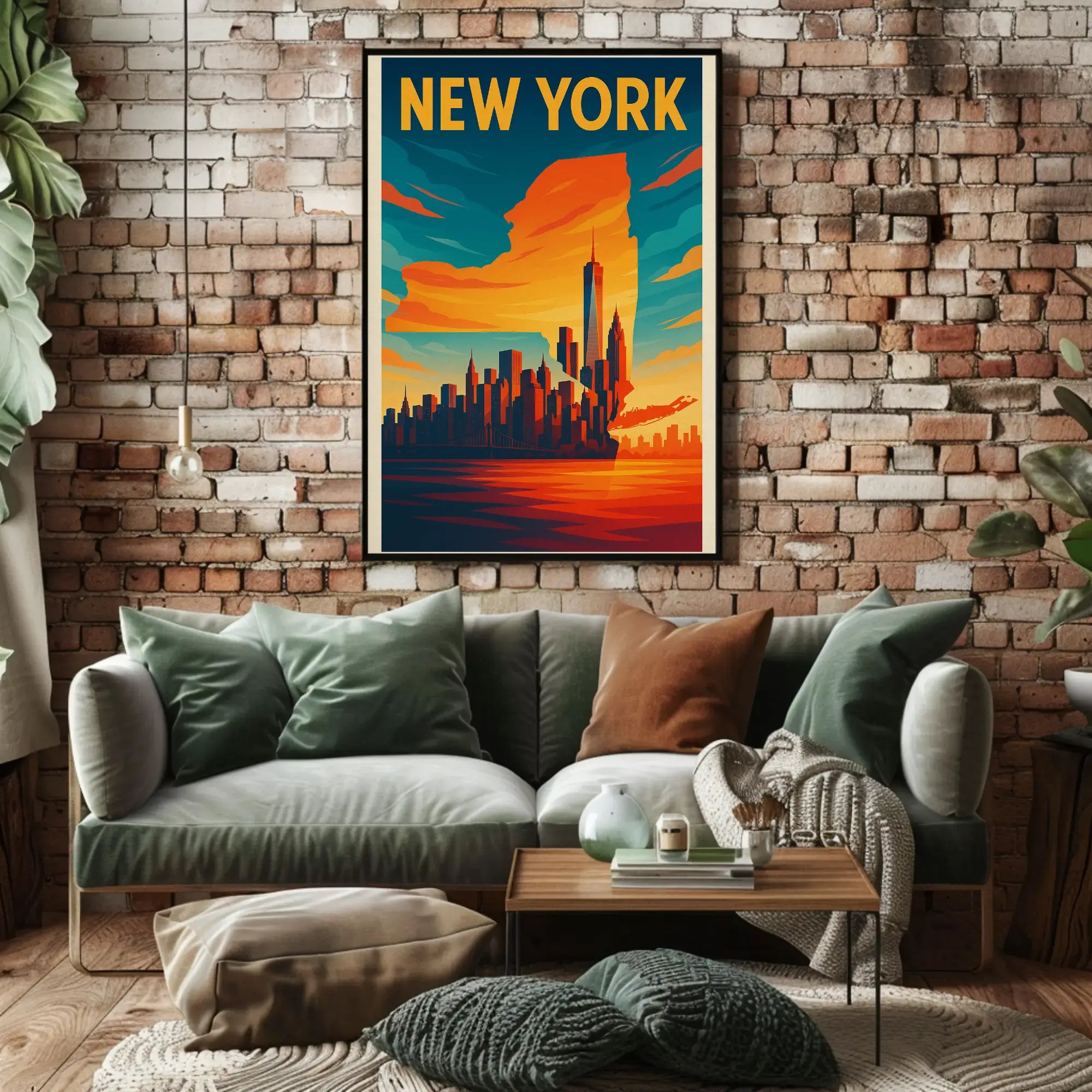 Statue of Liberty Travel Pop Art Skyline Poster PosterGoat