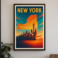Statue of Liberty Travel Pop Art Skyline Poster PosterGoat