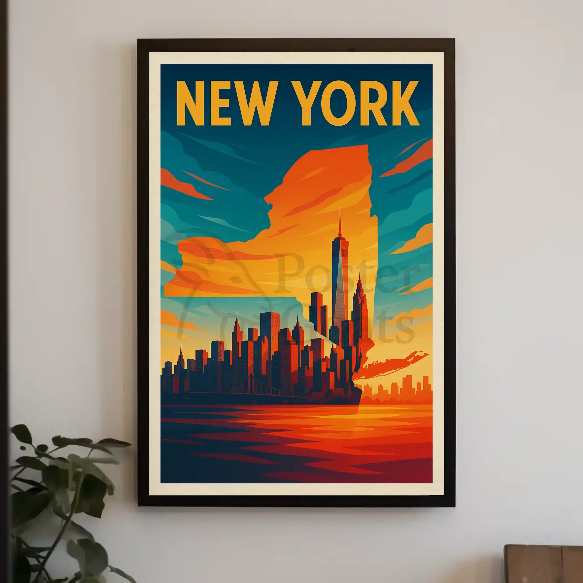 Statue of Liberty Travel Pop Art Skyline Poster PosterGoat