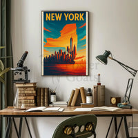 Statue of Liberty Travel Pop Art Skyline Poster PosterGoat