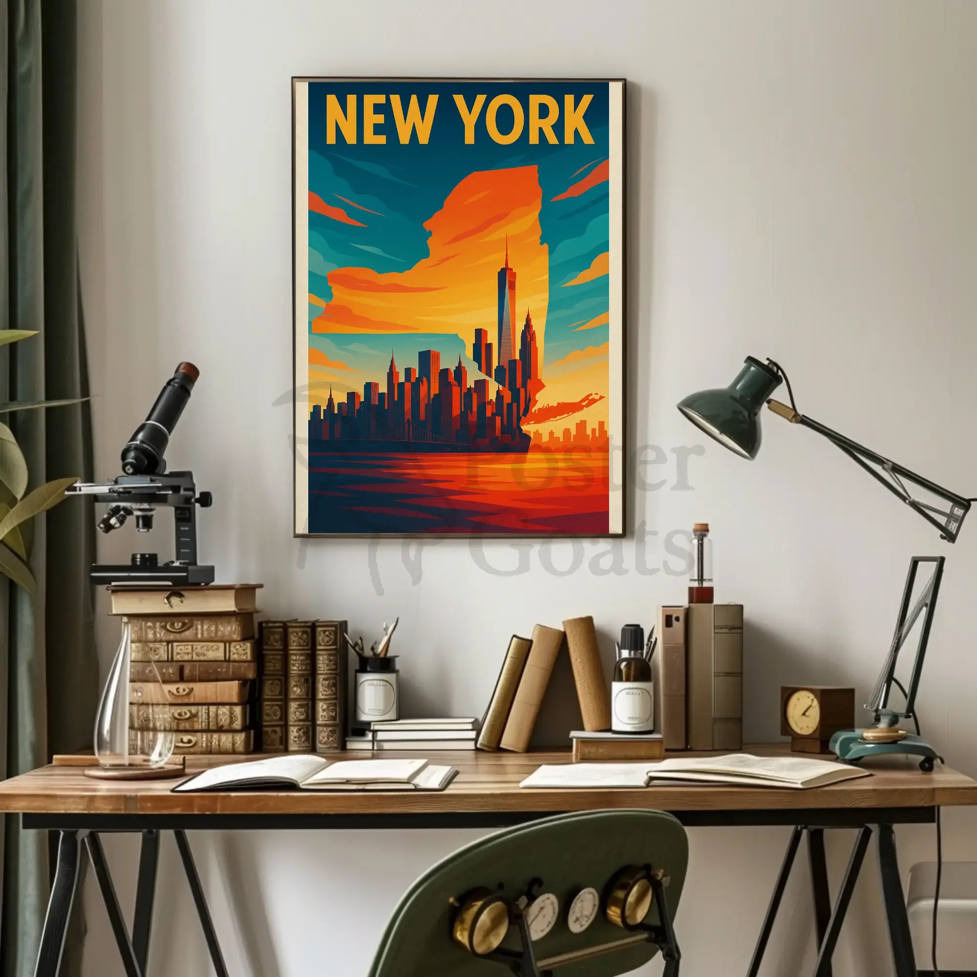 Statue of Liberty Travel Pop Art Skyline Poster PosterGoat