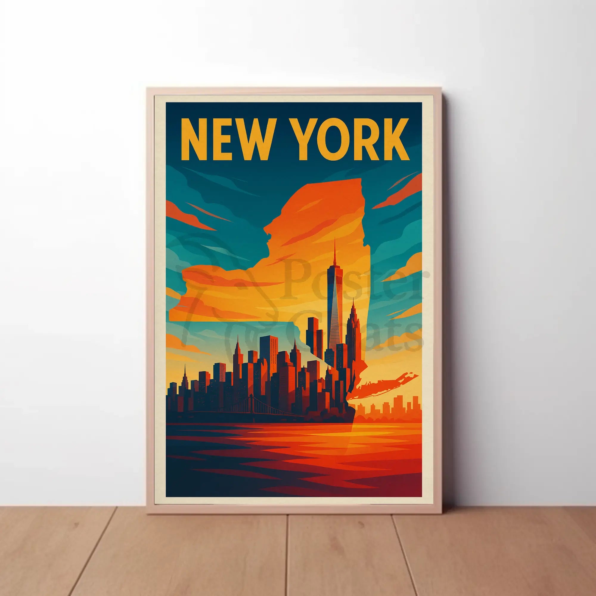 Statue of Liberty Travel Pop Art Skyline Poster PosterGoat