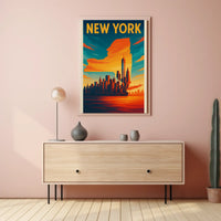 Statue of Liberty Travel Pop Art Skyline Poster PosterGoat
