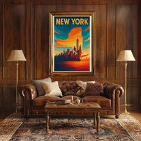 Statue of Liberty Travel Pop Art Skyline Poster PosterGoat