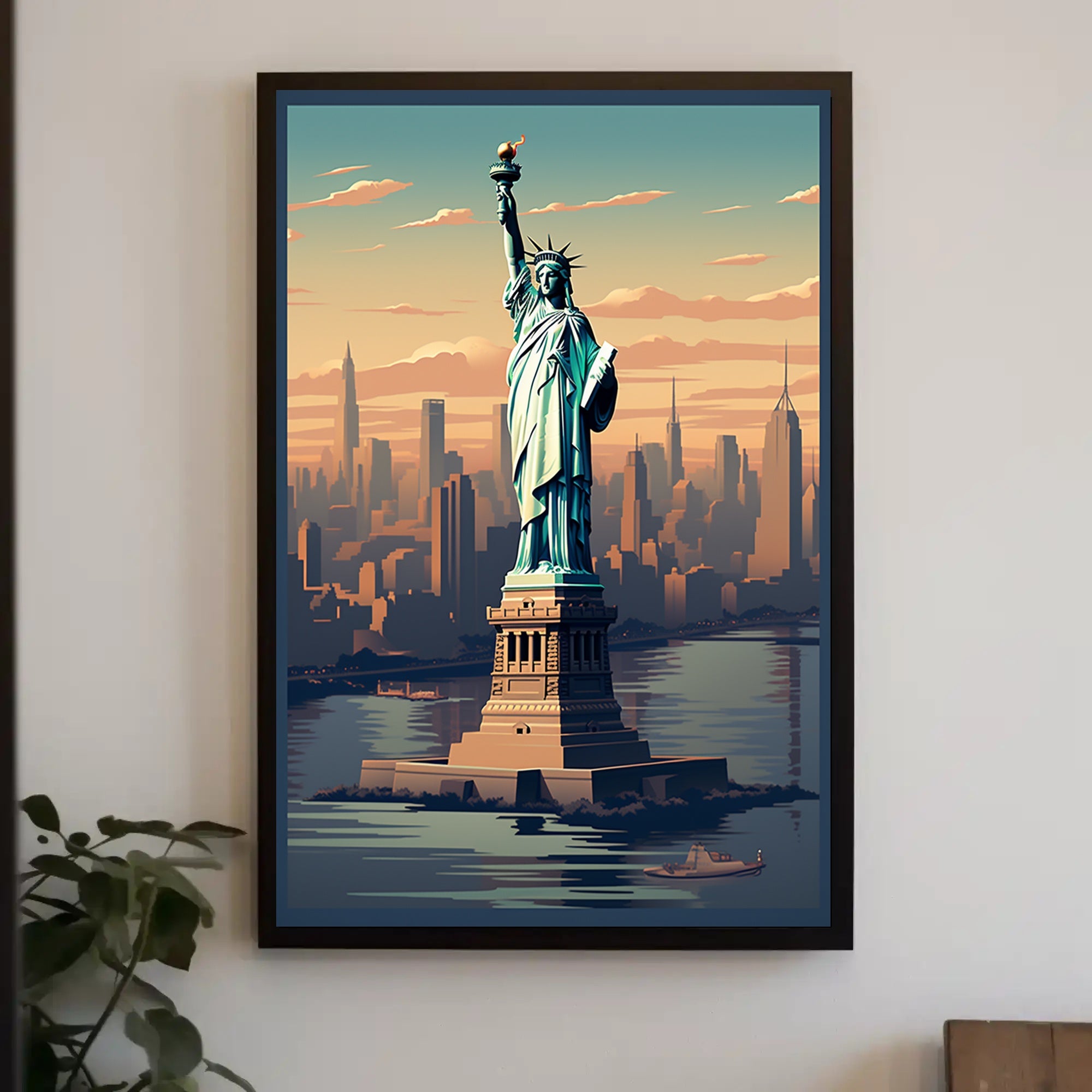 Statue of Liberty Urban Cityscape Poster PosterGoat