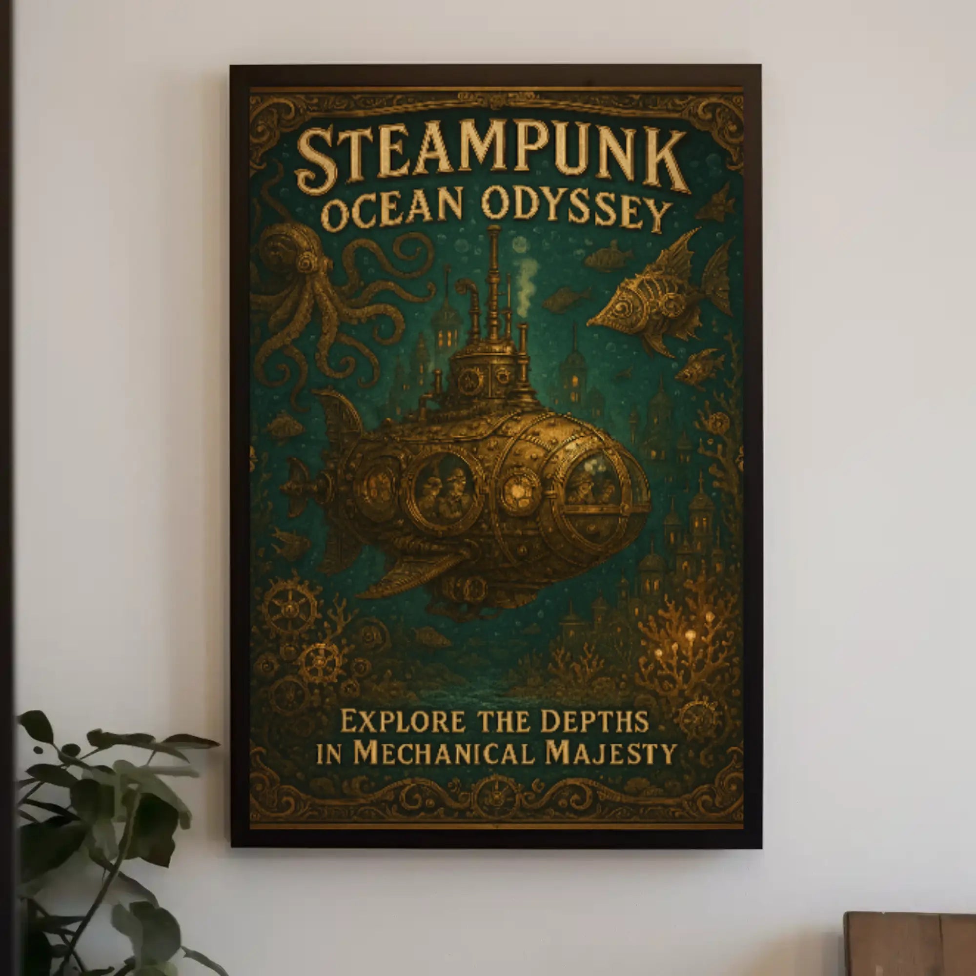 Steampunk Ocean Odyssey Adventure Futuristic Sci-Fi Poster PosterGoat