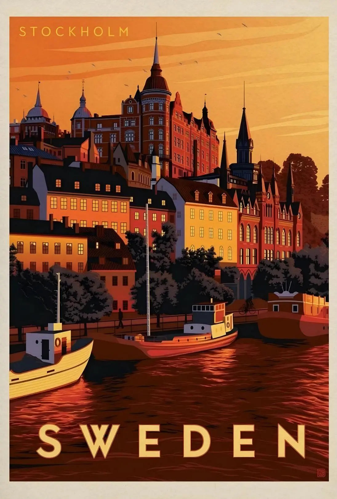 Stockholm Scenic View Vintage Travel Poster PosterGoat
