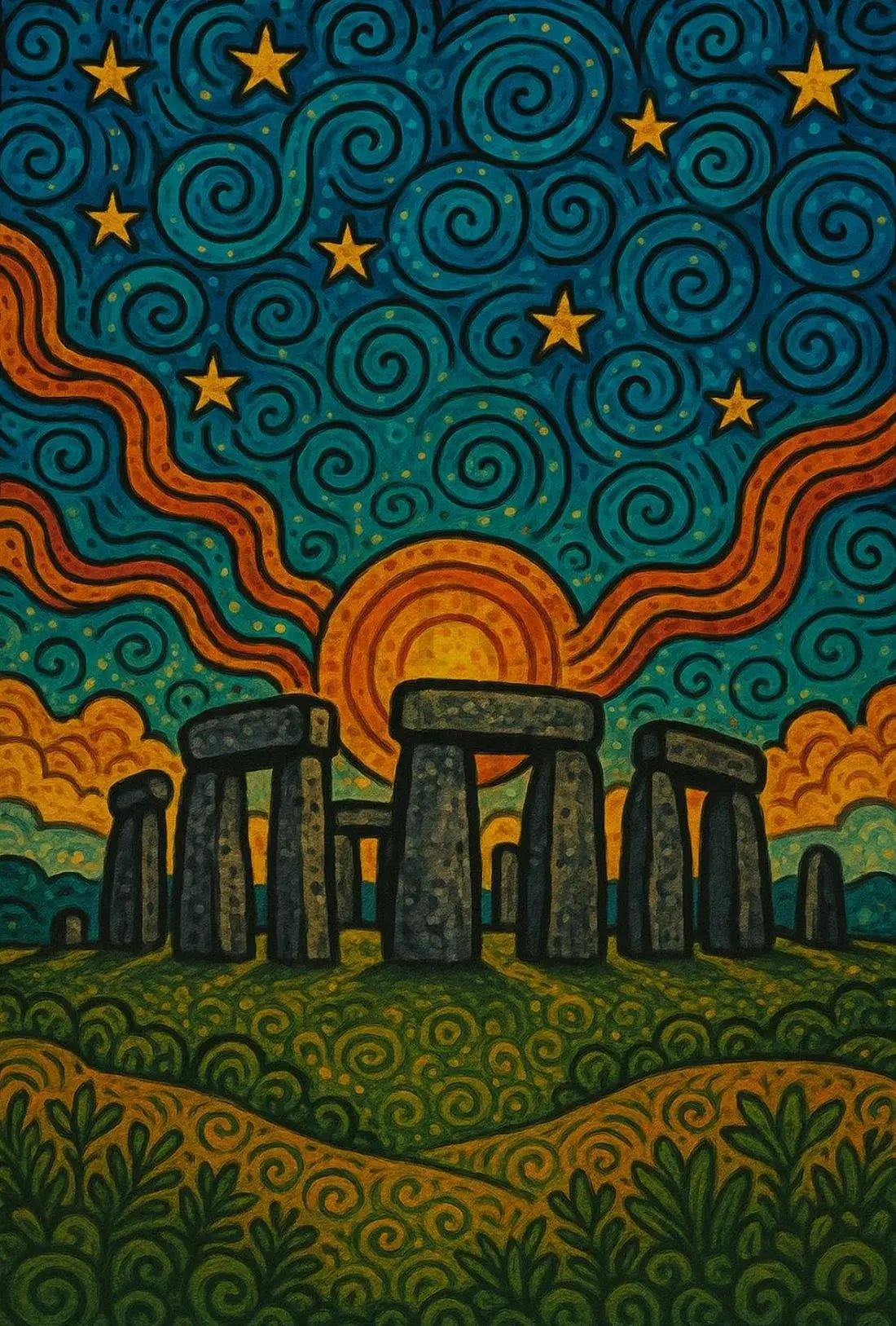 Stonehenge Starscape Artistic Pop Culture Poster PosterGoat