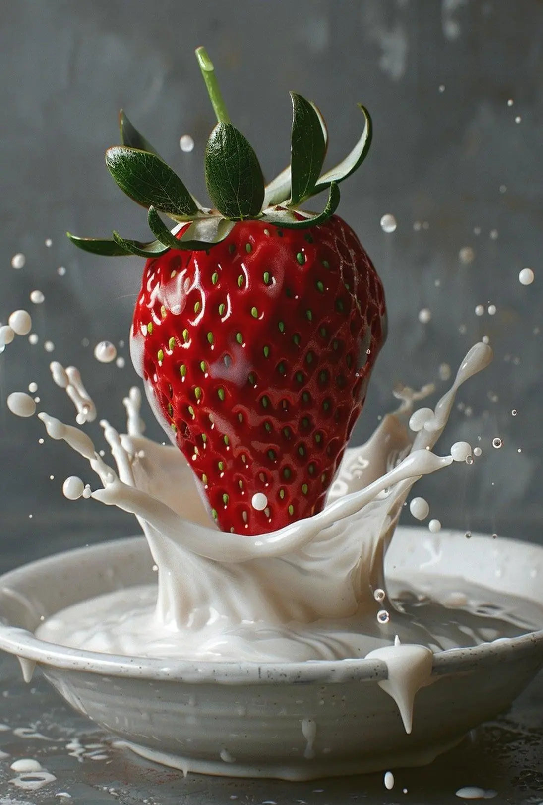 Strawberry Milk Splash Hyper-Realistic Art Poster PosterGoat