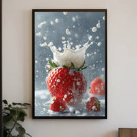 Strawberry Milk Splash Photorealistic Artistic Poster PosterGoat