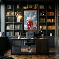 Strawberry Milk Splash Photorealistic Artistic Poster PosterGoat