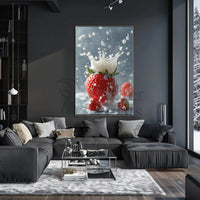 Strawberry Milk Splash Photorealistic Artistic Poster PosterGoat