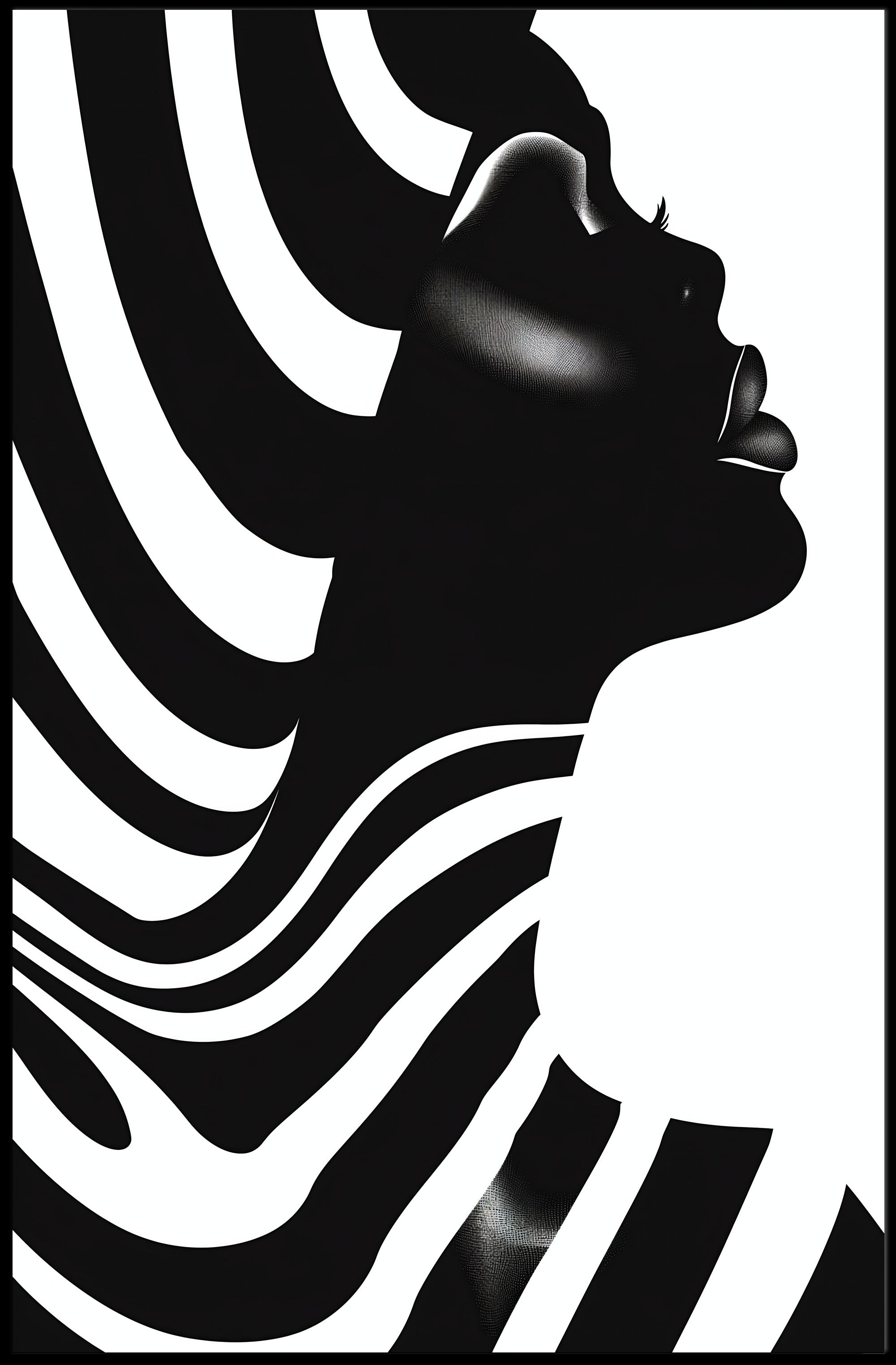 Striking Black and White Human Profile Artistic Poster PosterGoat