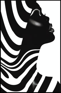 Striking Black and White Human Profile Artistic Poster PosterGoat