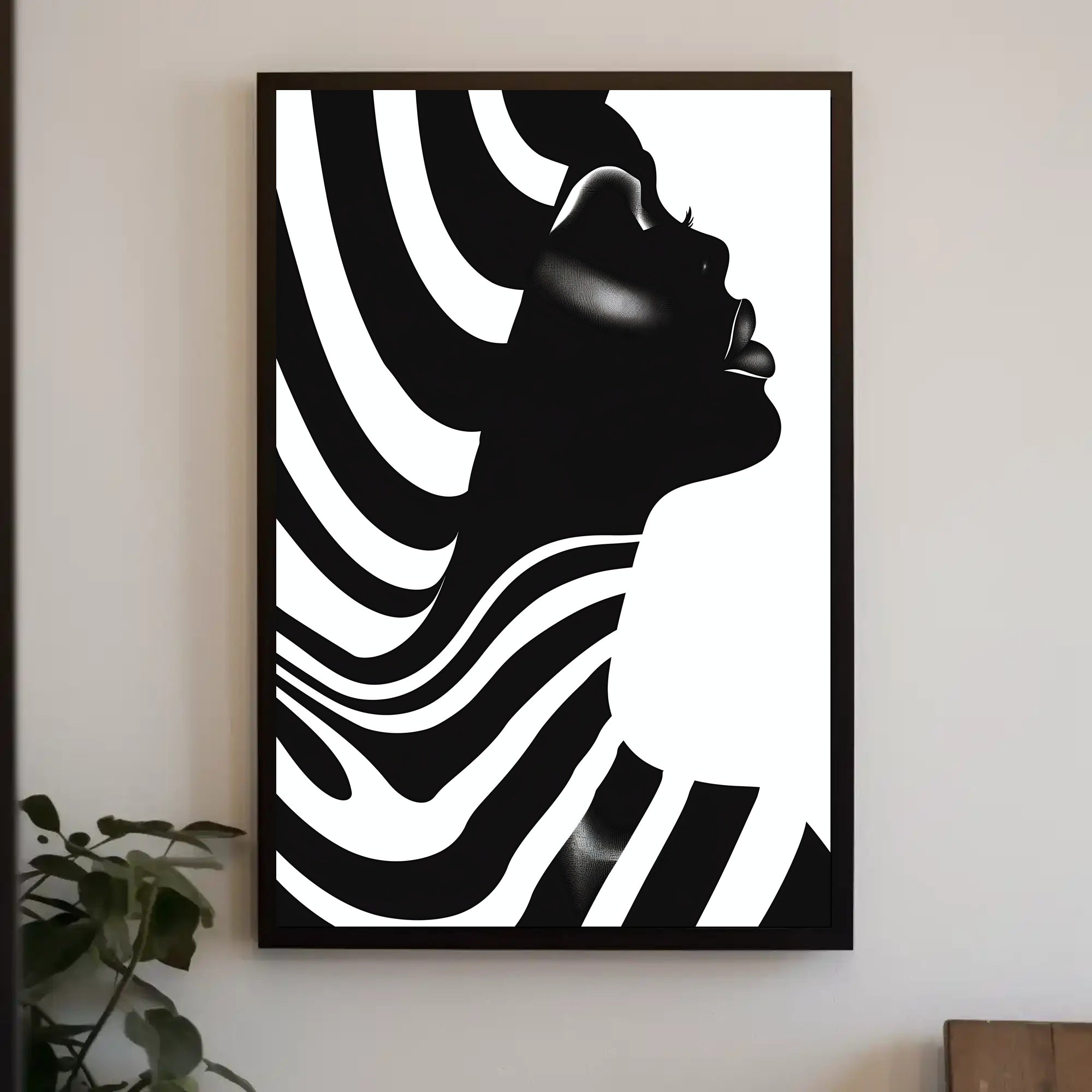Striking Black and White Human Profile Artistic Poster PosterGoat
