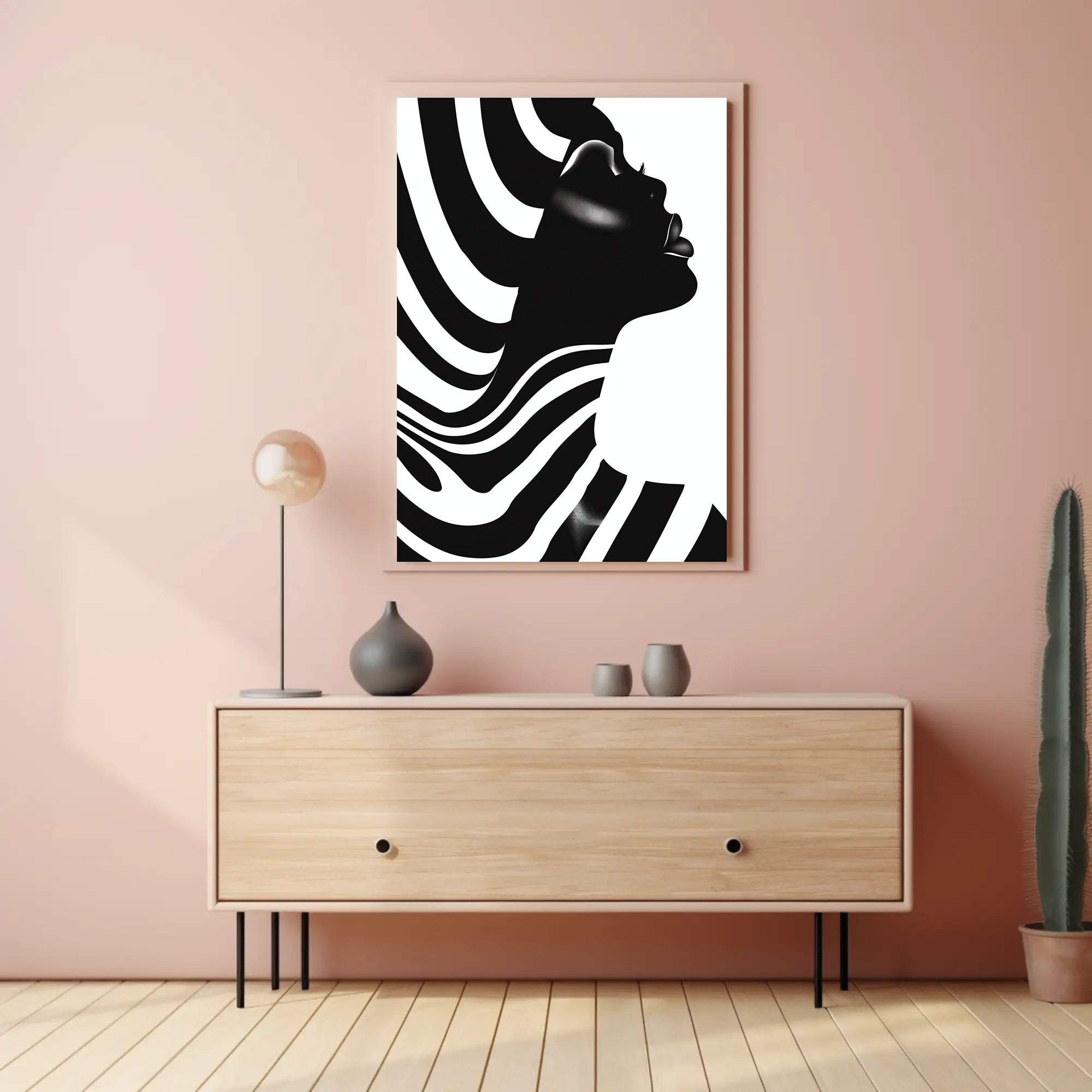 Striking Black and White Human Profile Artistic Poster PosterGoat