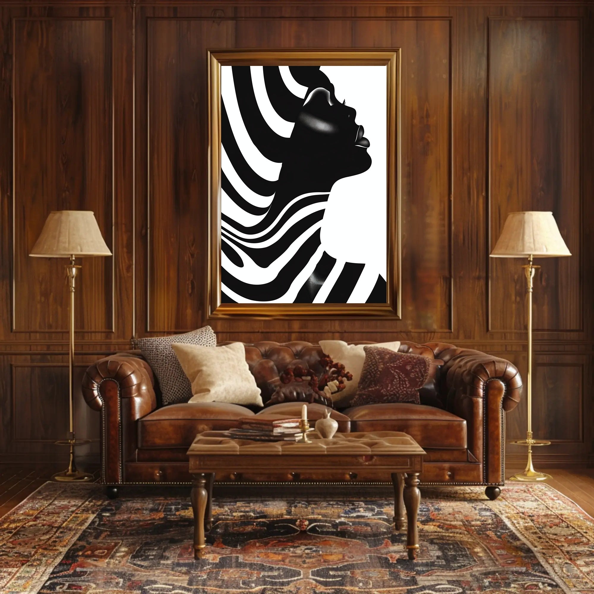 Striking Black and White Human Profile Artistic Poster PosterGoat