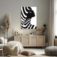 Striking Black and White Human Profile Artistic Poster PosterGoat