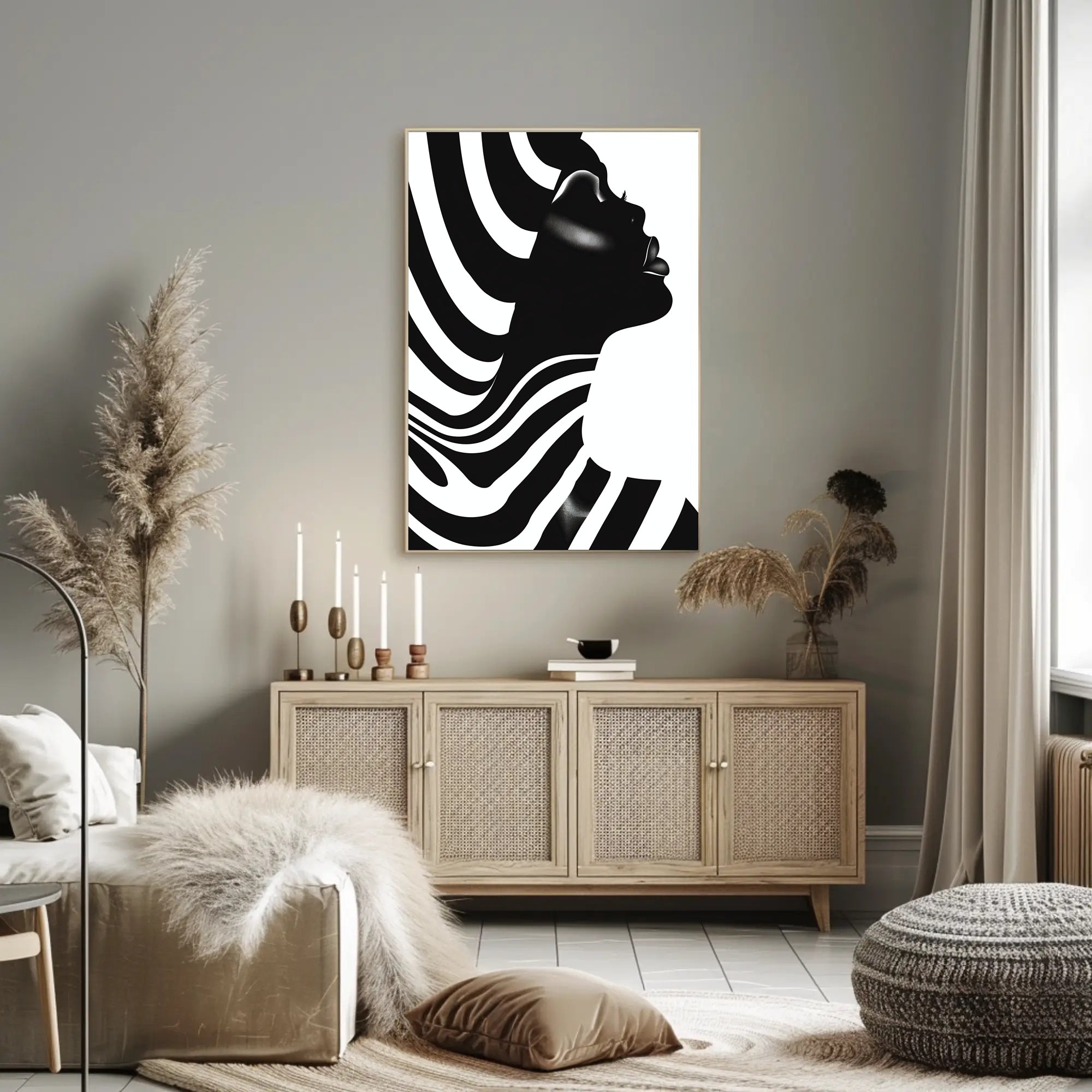 Striking Black and White Human Profile Artistic Poster PosterGoat