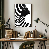 Striking Black and White Human Profile Artistic Poster PosterGoat