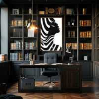 Striking Black and White Human Profile Artistic Poster PosterGoat