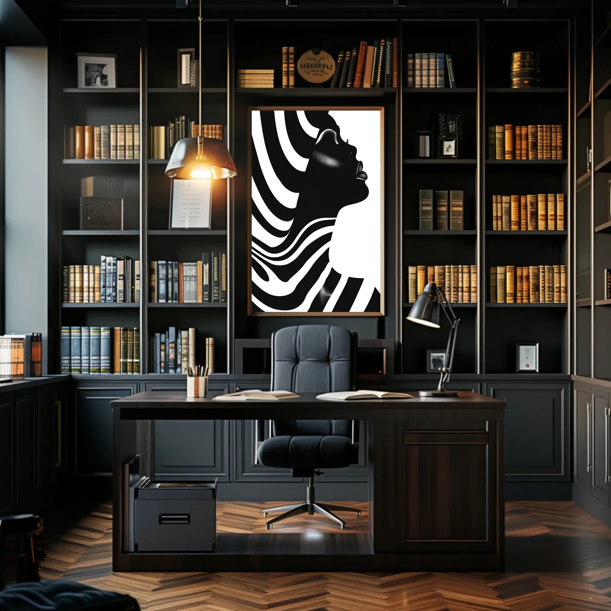 Striking Black and White Human Profile Artistic Poster PosterGoat