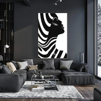 Striking Black and White Human Profile Artistic Poster PosterGoat