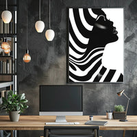 Striking Black and White Human Profile Artistic Poster PosterGoat