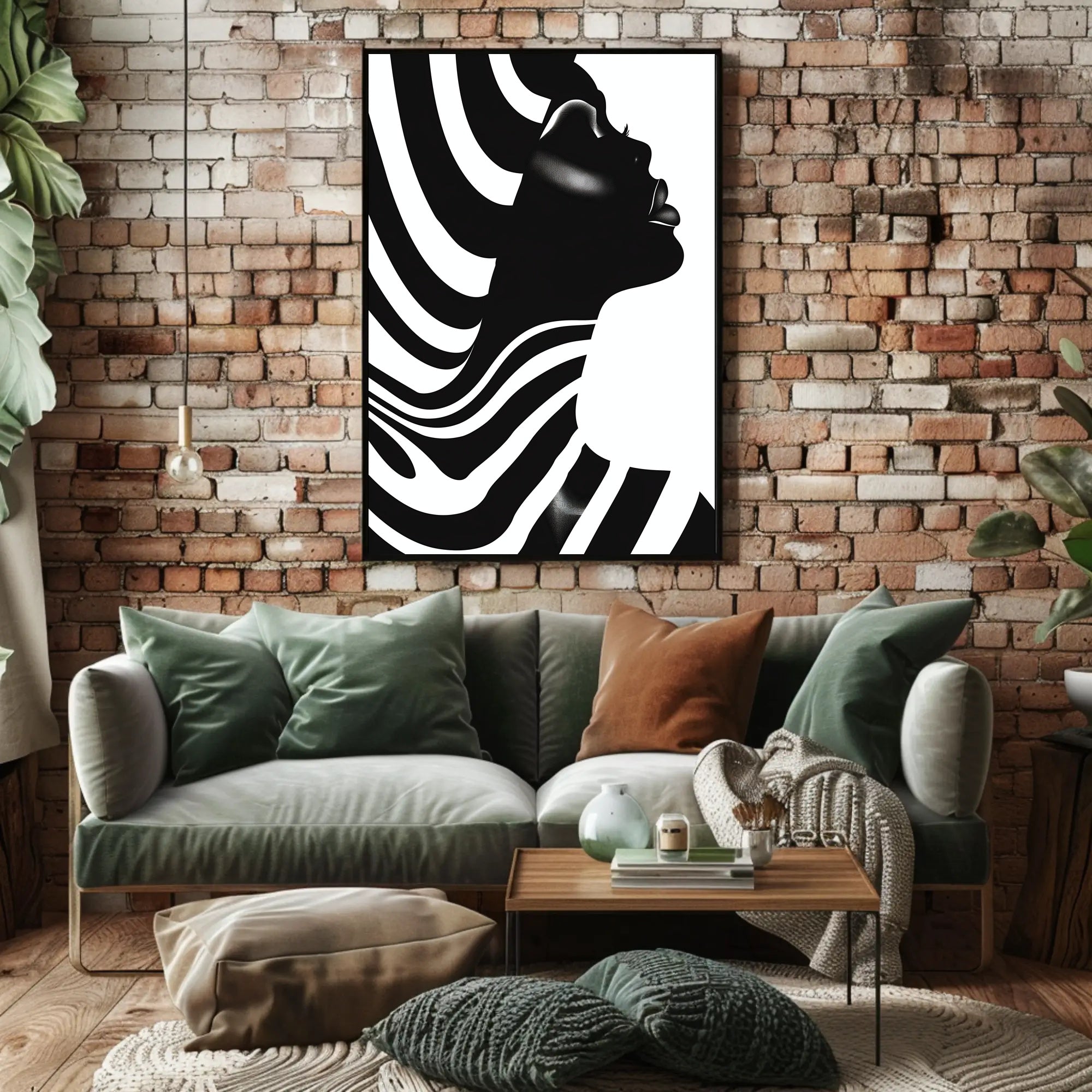 Striking Black and White Human Profile Artistic Poster PosterGoat