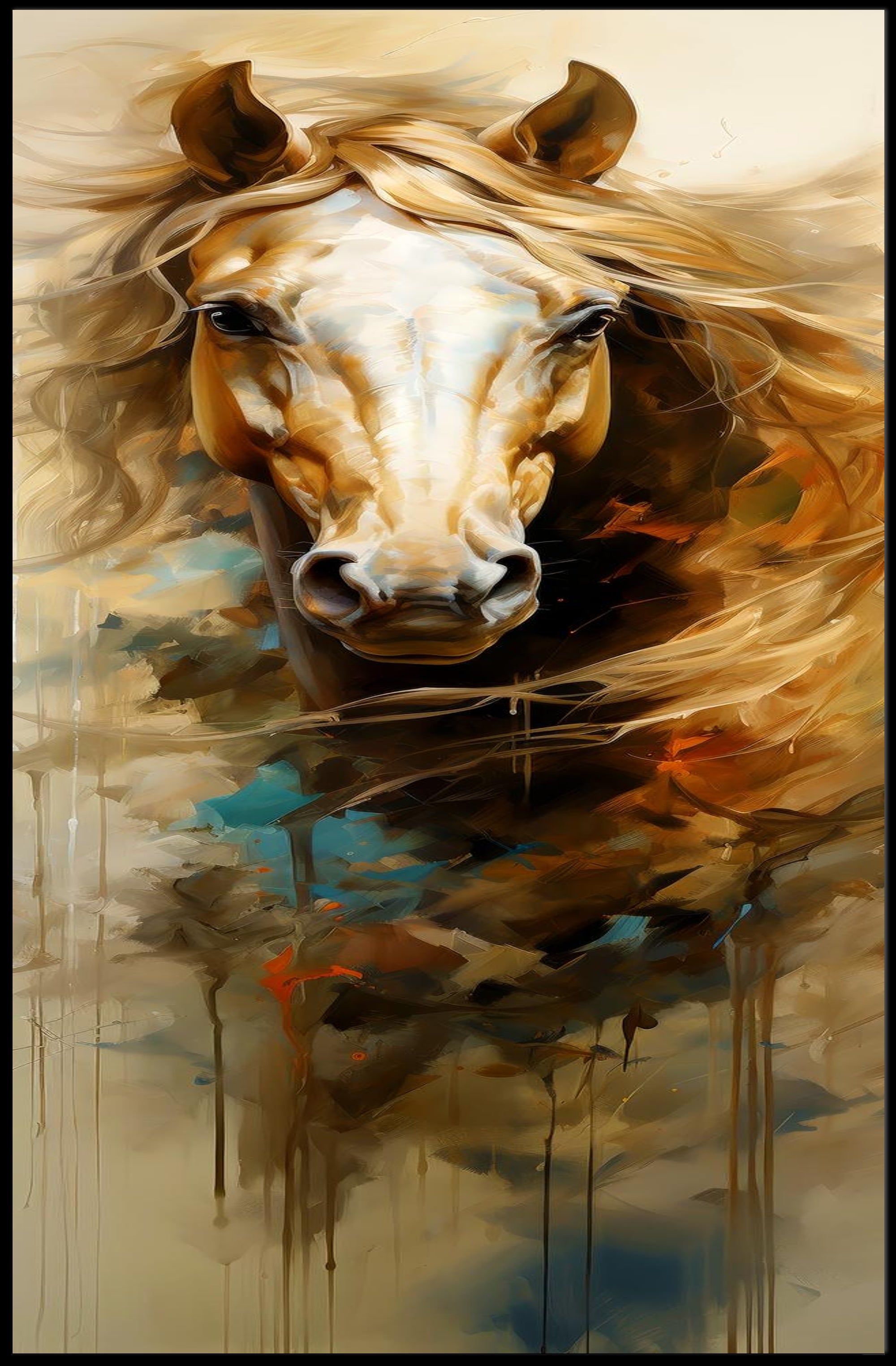 Striking Horse Head Art in Abstract or Artistic Poster PosterGoat
