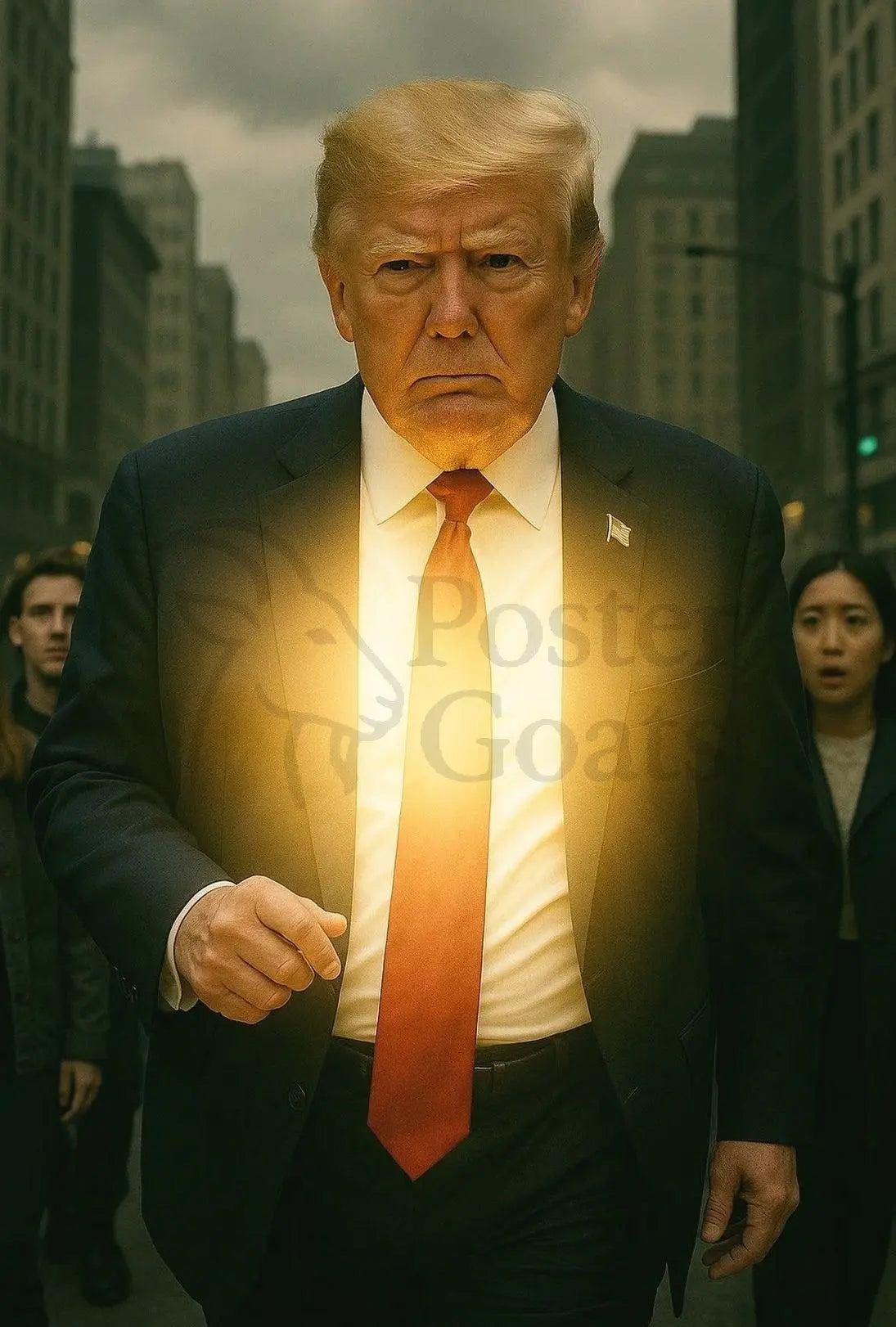 Striking Modern Man Cityscape Intensity Political or Propaganda Poster PosterGoat