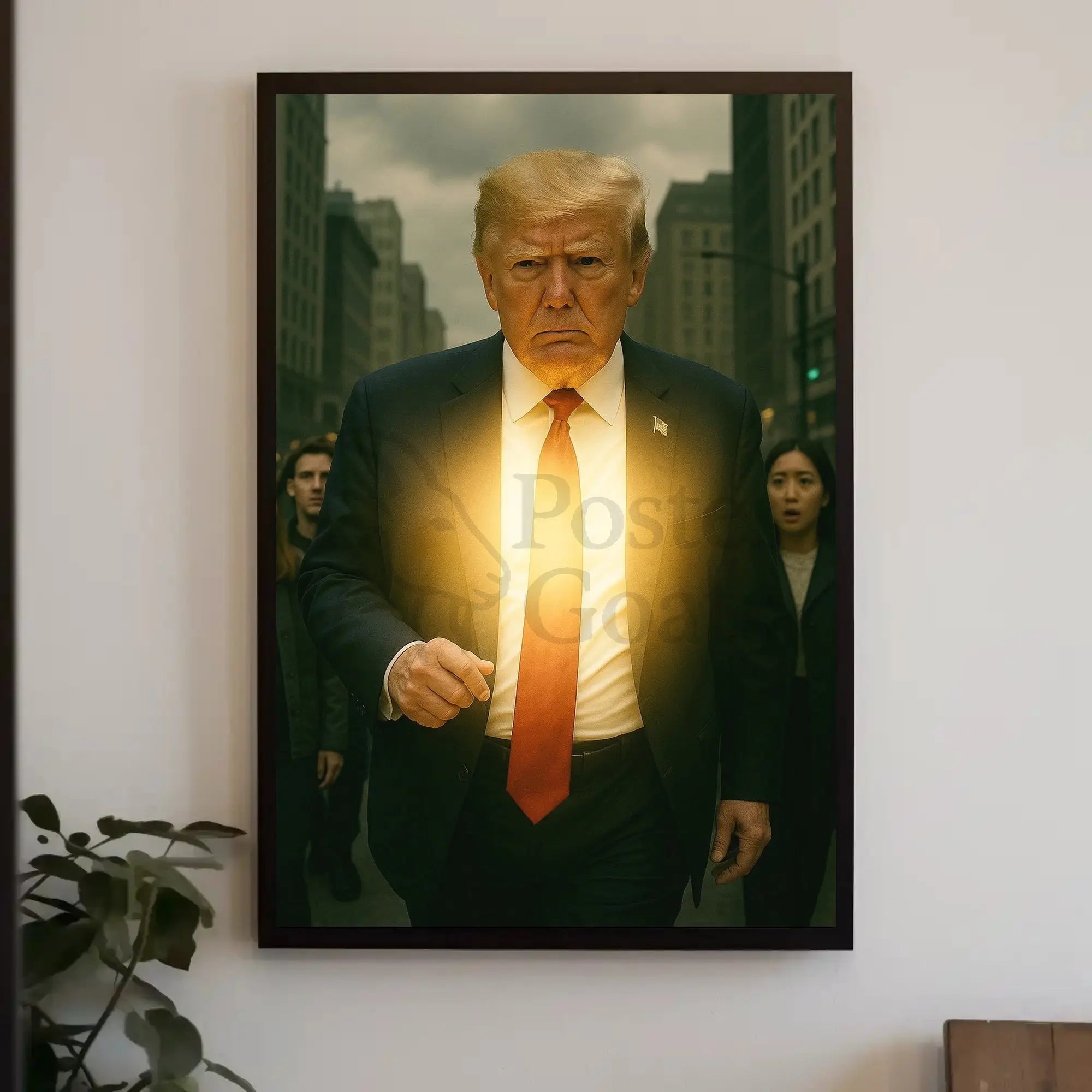 Striking Modern Man Cityscape Intensity Political or Propaganda Poster PosterGoat