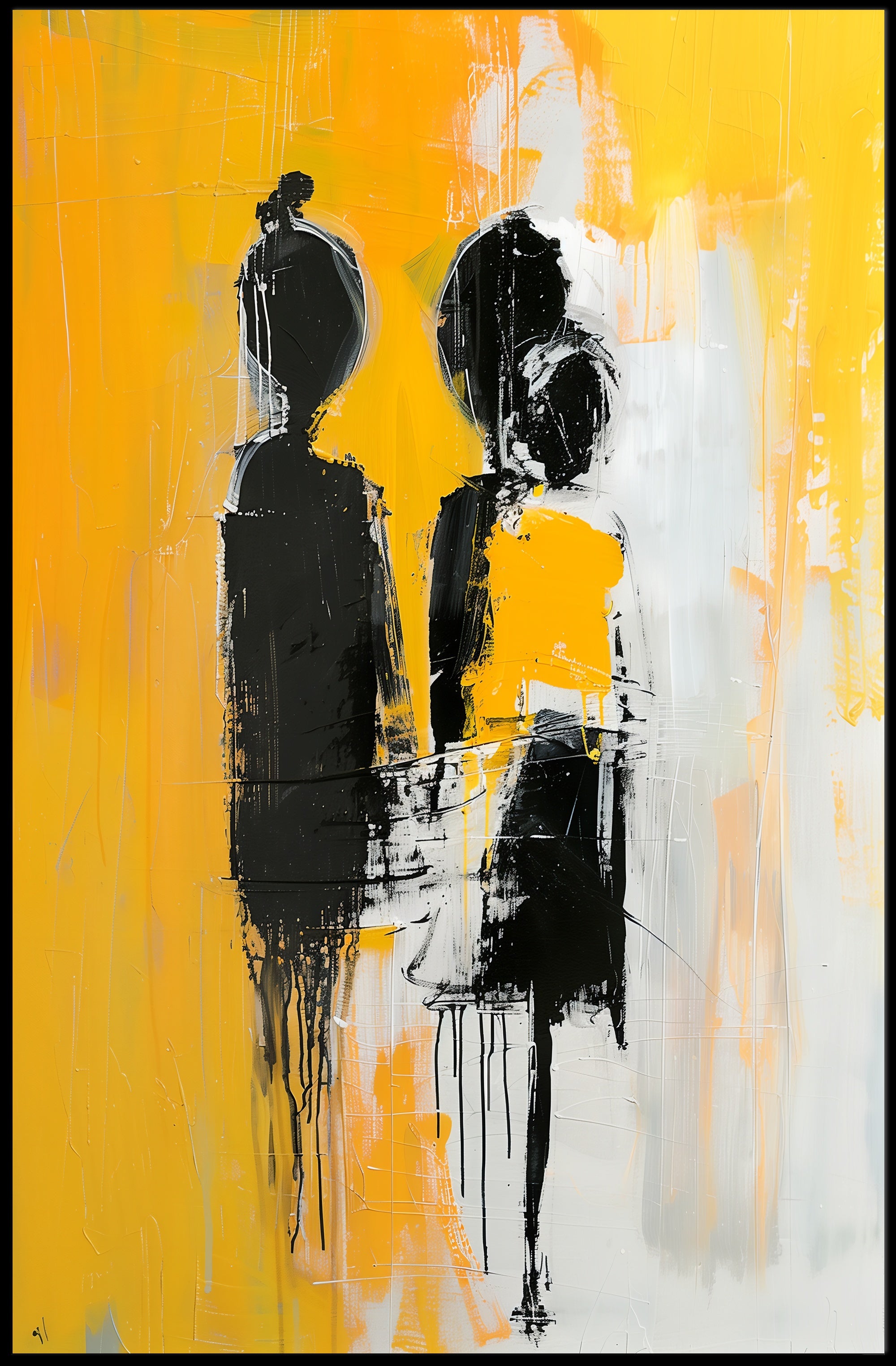 Striking Silhouettes Dripping Abstract Artistic Poster PosterGoat