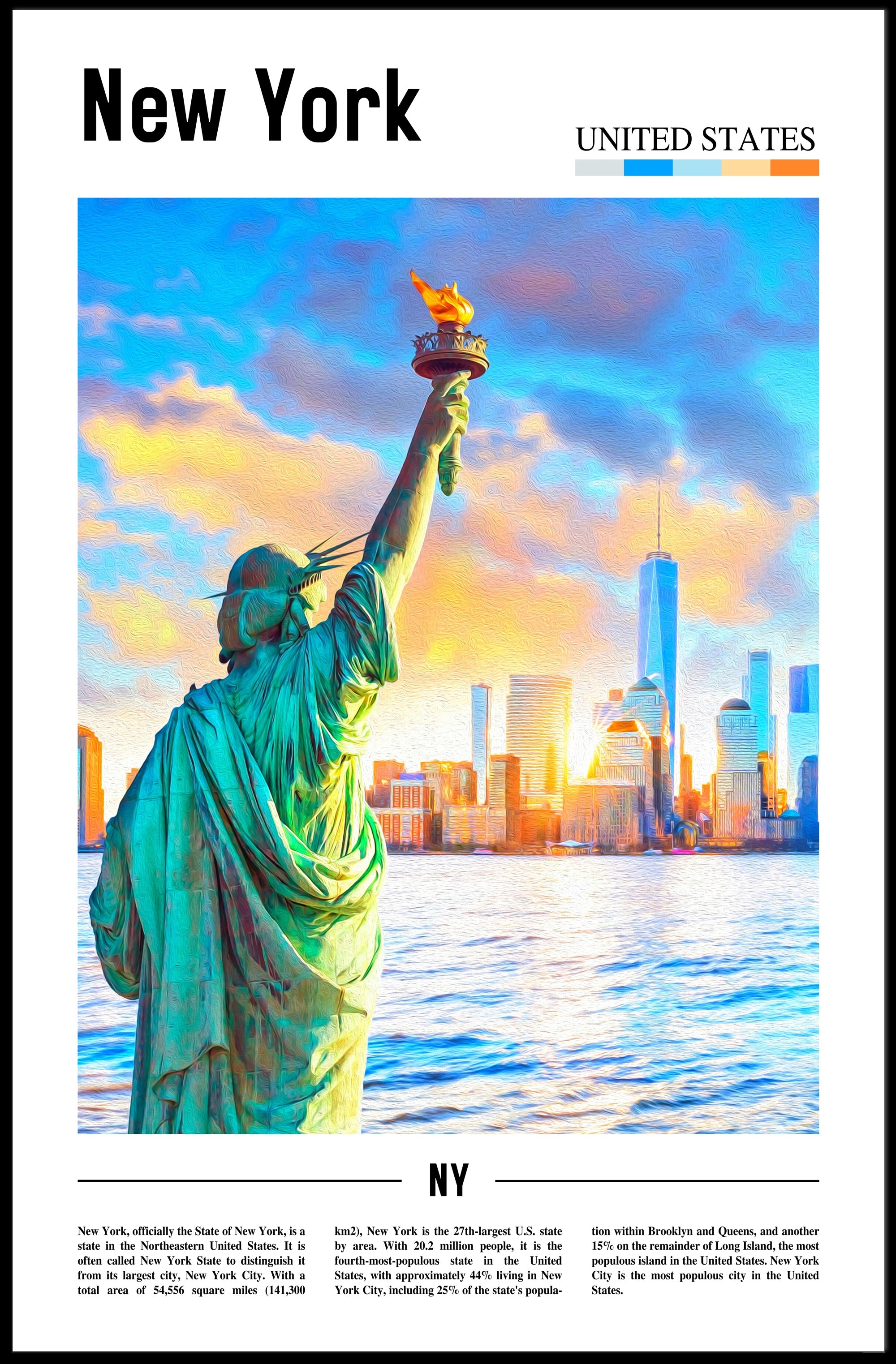 Stunning Statue of Liberty New York Travel Poster PosterGoat