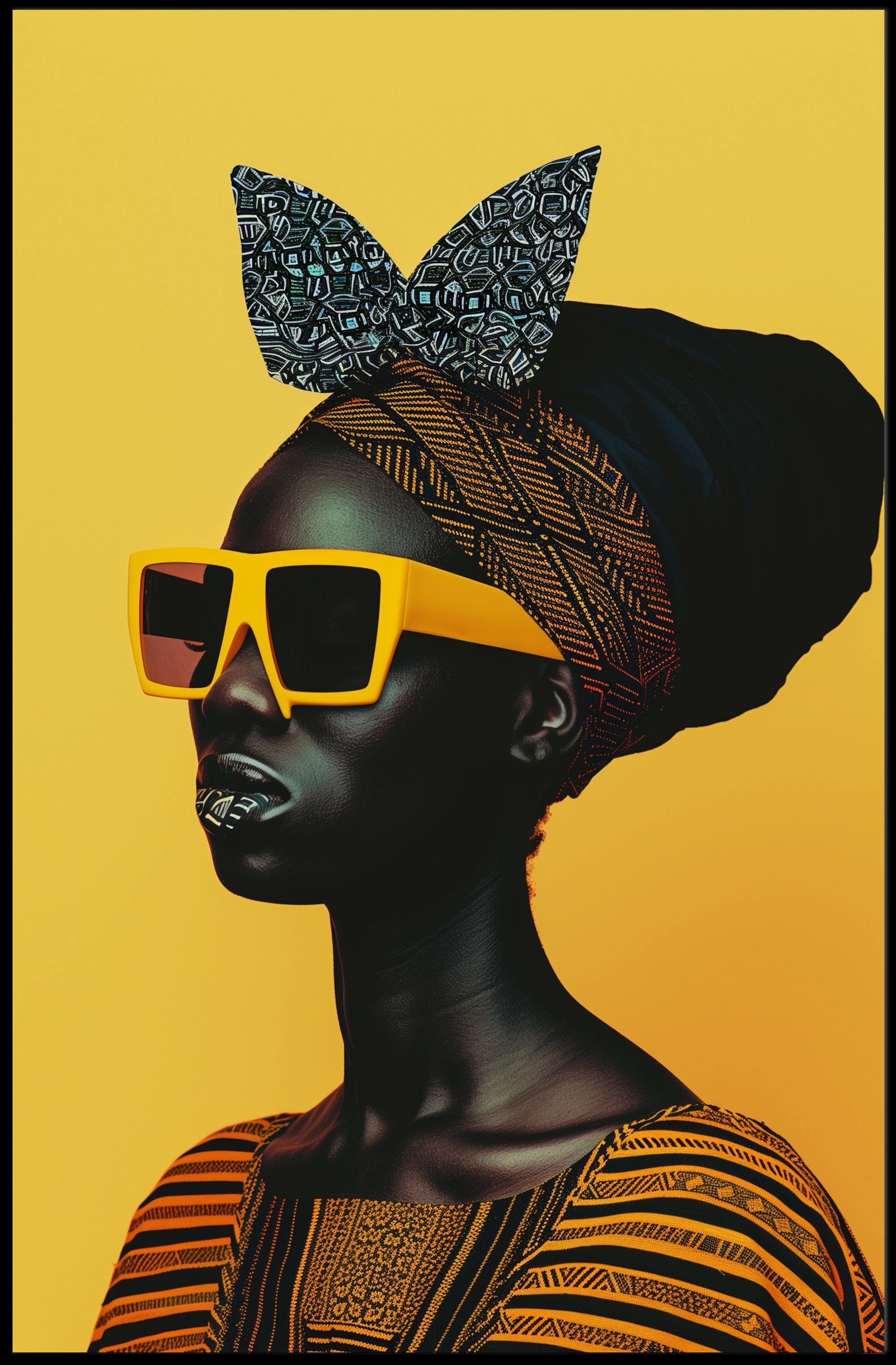 Stylish Modern Portrait with Intricate Patterns Artistic Poster PosterGoat