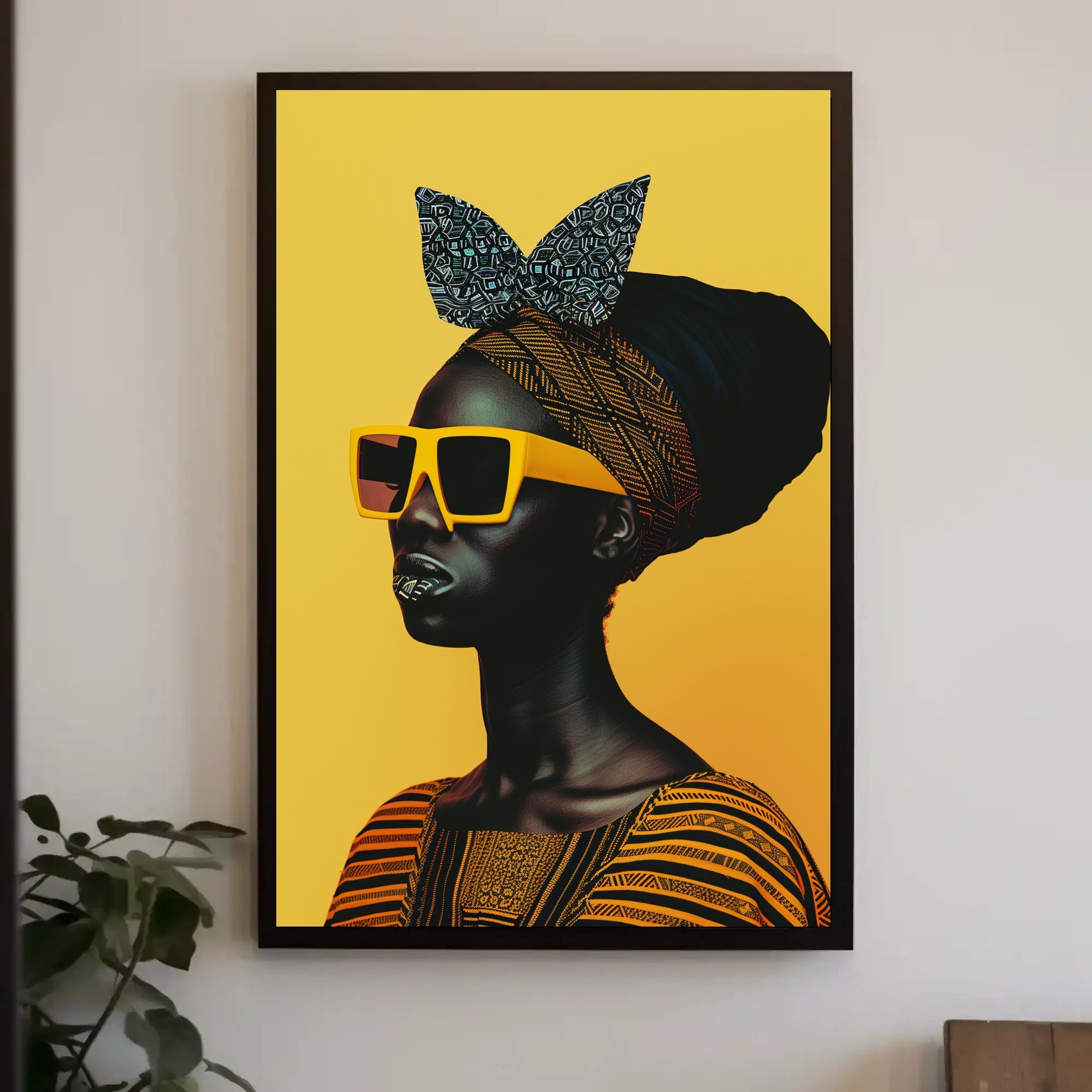 Stylish Modern Portrait with Intricate Patterns Artistic Poster PosterGoat
