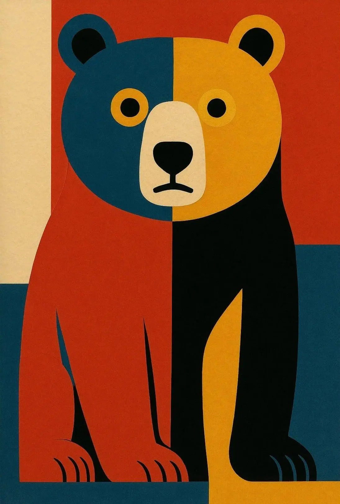 Stylized Abstract Bear Artistry in Animal Poster PosterGoat