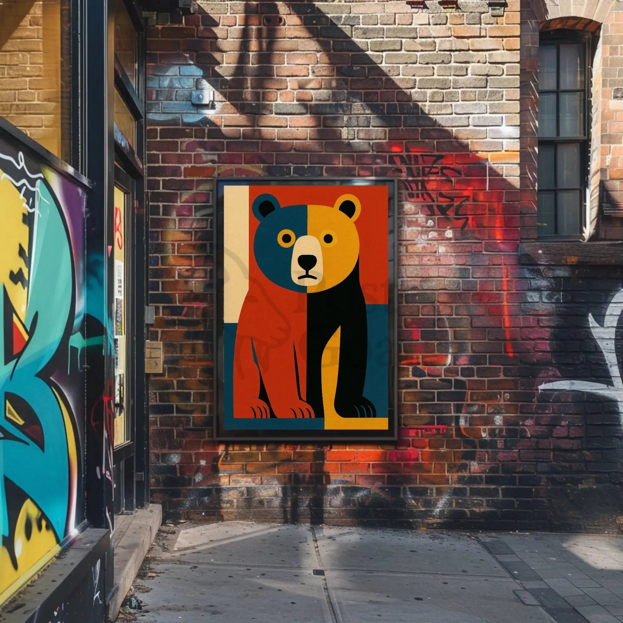 Stylized Abstract Bear Artistry in Animal Poster PosterGoat