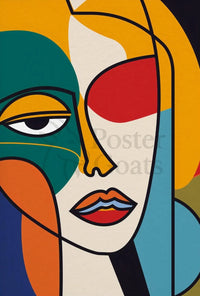 Stylized Abstract Face in Vibrant Colors Artistic Poster PosterGoat