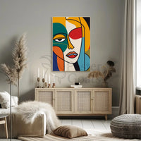 Stylized Abstract Face in Vibrant Colors Artistic Poster PosterGoat
