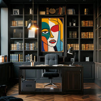 Stylized Abstract Face in Vibrant Colors Artistic Poster PosterGoat