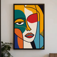 Stylized Abstract Face in Vibrant Colors Artistic Poster PosterGoat