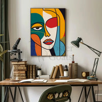 Stylized Abstract Face in Vibrant Colors Artistic Poster PosterGoat