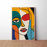 Stylized Abstract Face in Vibrant Colors Artistic Poster PosterGoat