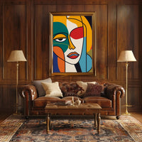 Stylized Abstract Face in Vibrant Colors Artistic Poster PosterGoat
