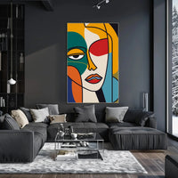 Stylized Abstract Face in Vibrant Colors Artistic Poster PosterGoat