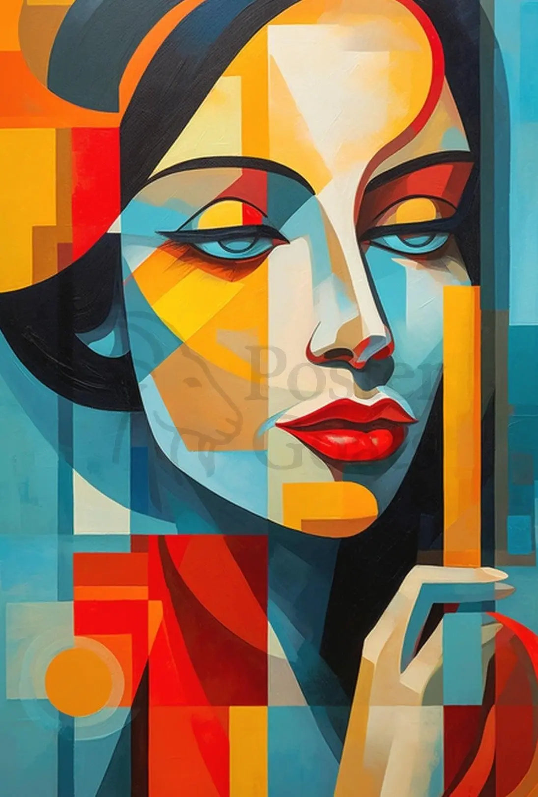 Stylized Abstract Portrait Woman Contemporary Artistic Poster PosterGoat