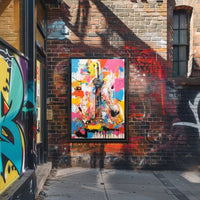 Stylized Abstract Tower with Vibrant Colors Artistic Poster PosterGoat