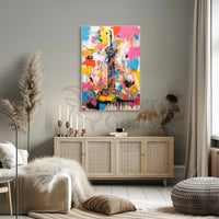 Stylized Abstract Tower with Vibrant Colors Artistic Poster PosterGoat